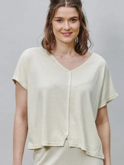 100% Bouretteseide Kurzarm Top Kokon Zwo