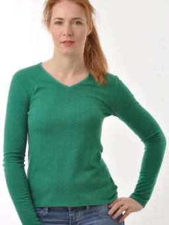 100% Bouretteseide LANGARM V-SHIRT Alkena