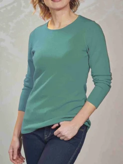 100% Merinowolle kbT Feinstrick Long-Pullover uni von Kokon Zwo