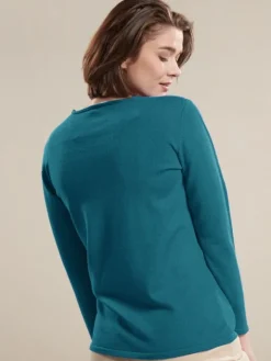 100% Merinowolle kbT Feinstrick Long-Pullover uni von Kokon Zwo