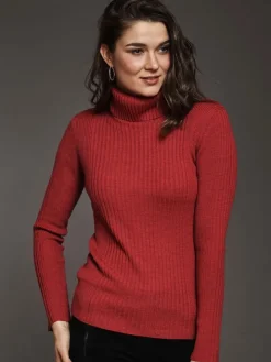 100% Merinowolle kbT Rippstrick Rollkragen Pullover uni Kokon Zwo