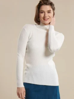 100% Merinowolle kbT Rippstrick Rollkragen Pullover uni Kokon Zwo