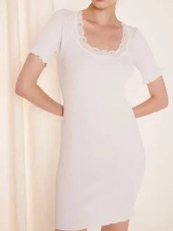 70% Seide 30% Baumwolle Kurzarm Nachthemd RIPP von Eva B. Bitzer