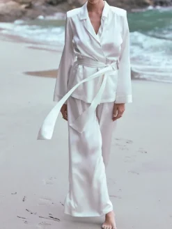 100% Seide Hausanzug ARTEMIS in naturweiss von Marjolaine