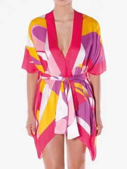 100% Seide Kimono MODERN PRINT von Luna di Seta