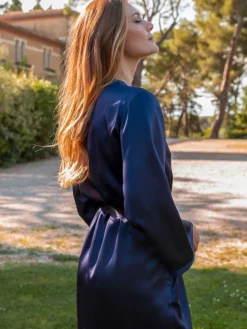 100% Seide Morgenmantel lang LAURIAN von Marjolaine