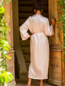 100% Seide Morgenmantel lang LAURIAN uni Marjolaine