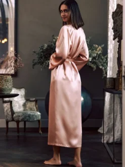 100% Seide Morgenmantel lang LAURIAN uni Marjolaine