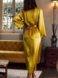 100% Seide Morgenmantel lang LAURIAN uni Marjolaine