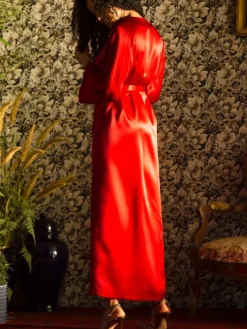 100% Seide Morgenmantel lang LAURIAN uni Marjolaine