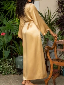 100% Seide Morgenmantel lang LAURIAN uni Marjolaine