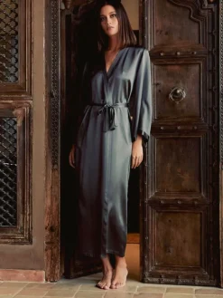 100% Seide Morgenmantel lang LAURIAN Marjolaine