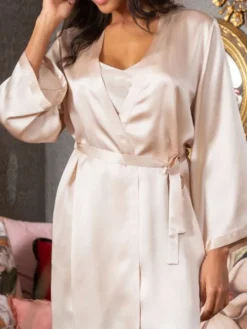 100% Seide Morgenmantel lang LAURIAN Marjolaine