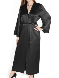 100% Seide Morgenmantel lang LAURIAN uni von Marjolaine