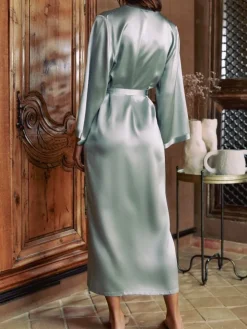 100% Seide Morgenmantel lang LAURIAN uni von Marjolaine