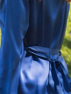 100% Seide Morgenmantel lang LAURIAN uni von Marjolaine