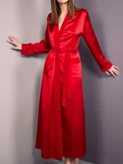 100% Seide Morgenmantel lang KLASSIK SATIN von Eva B. Bitzer