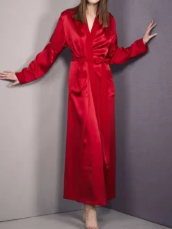 100% Seide Morgenmantel lang KLASSIK SATIN von Eva B. Bitzer