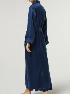 100% Seide Morgenmantel lang GIGLIOLA uni von Vivis