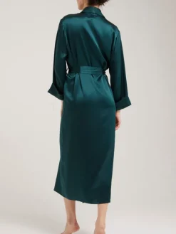 100% Seide Morgenmantel lang GIGLIOLA uni von Vivis