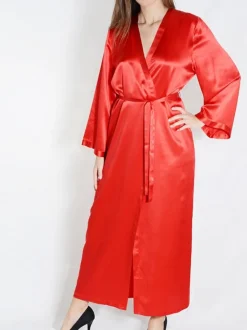 100% Seide Morgenmantel LAURIAN lang von Marjolaine