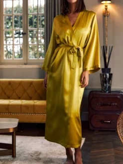 100% Seide Morgenmantel LAURIAN lang von Marjolaine