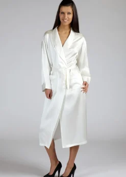 100% Seide Morgenmantel MASPALOMAS uni von Gattina