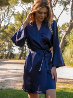 100% Seide Morgenmantel SOIE LASER elegant von Marjolaine