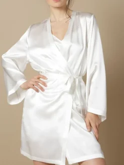 100% Seide Morgenmantel SOIE LASER elegant von Marjolaine