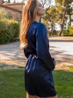 100% Seide Morgenmantel SOIE LASER uni von Marjolaine