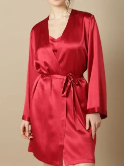 100% Seide Morgenmantel SOIE LASER uni von Marjolaine