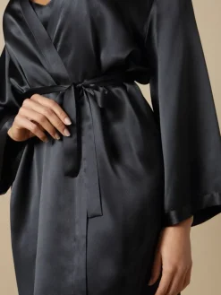 100% Seide Morgenmantel SOIE LASER uni von Marjolaine