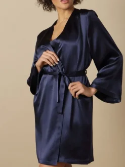 100% Seide Morgenmantel SOIE LASER uni von Marjolaine