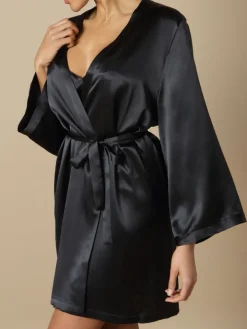 100% Seide Morgenmantel SOIE LASER Satin von Marjolaine