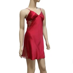 100% Seide Nachthemd EDEN PIPING uni von Luna di Seta