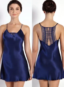 100% Seide Nachthemd HAREM PIPING kurz von Luna di Seta