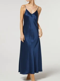 100% Seide Nachtkleid lang DORINE uni von Vivis