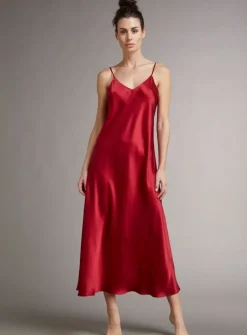 100% Seide Nachtkleid lang DORINE uni von Vivis