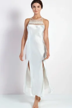 100% Seide Negligé HAREM PIPING lang uni von Luna di Seta