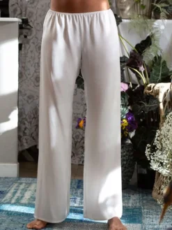 100% Seide PYJAMAHOSE Soie Unie einfarbig Marjolaine