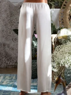 100% Seide PYJAMAHOSE Soie Unie einfarbig Marjolaine