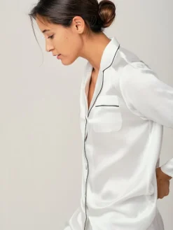 100% Seide Schlafanzug Elisabetha MOONLIGHT WHITE von Radice
