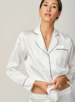 100% Seide Schlafanzug Elisabetha MOONLIGHT WHITE von Radice
