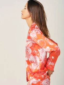 100% Seide Schlafanzug Elisabetha in TEA GARDEN RED von Radice