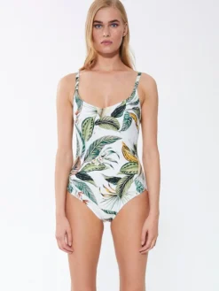 Badeanzug EXOTIC LEAVES weiß grün von Fürstenberg