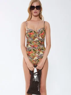 Badeanzug ZEBRA IN PARADISE apricot grün von Fürstenberg