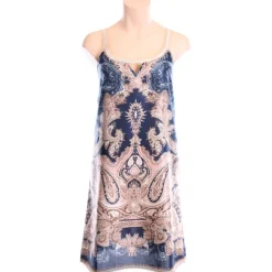 Batist Kleid Baumwolle mit Seide MOON SHADOW blau-gold von Gattina