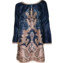 Batist Shirt Baumwolle mit Seide MOON SHADOW blau-gold von Gattina