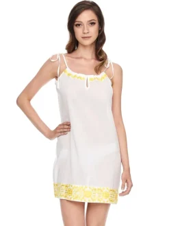 Baumwolle Batist Dress JÖRDIS weiß-gold von Gattina