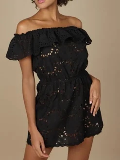 Baumwolle Lochspitze Sommerkleid GLADYS schwarz von Marjolaine